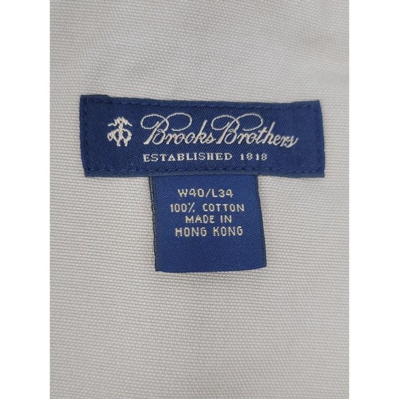 Brooks Brothers Flat Front Chino Dress Pants Size 40X29‎ Khaki Tan Straight Leg - Picture 3 of 4